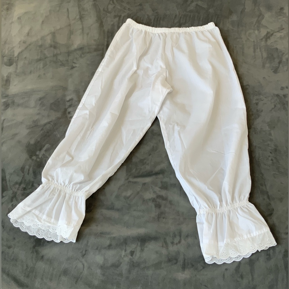 Women's White Lace Trim Sleep Pants